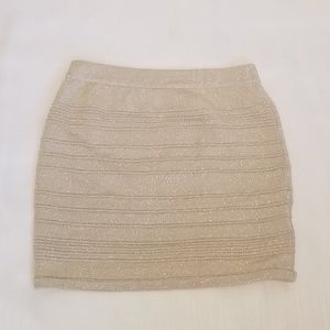 Beige High Waisted Elastic Skirt